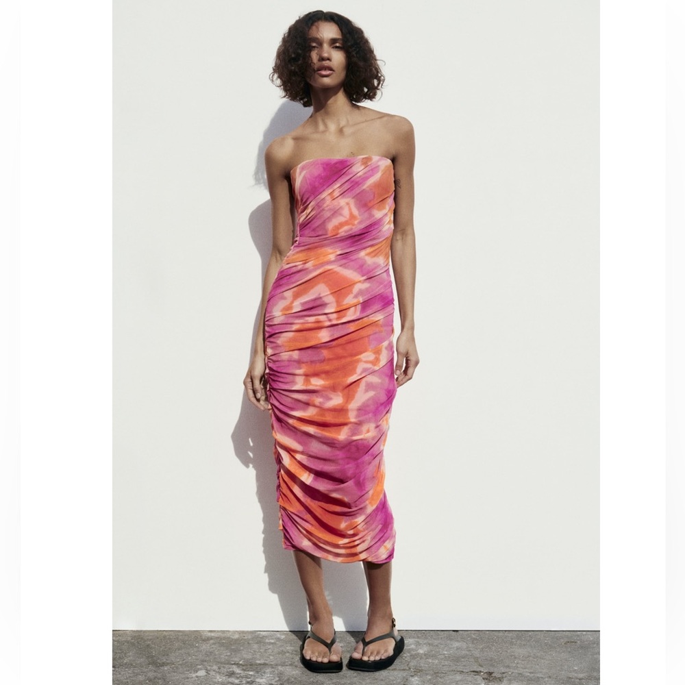 Zara PRINT DRESS WITH TULLE - Picture 13 of 16